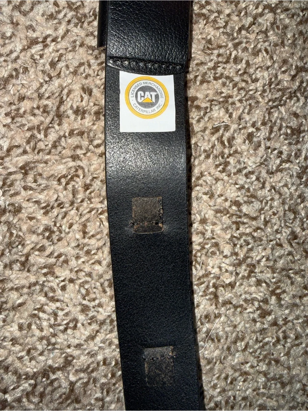 Caterpillar Black Leather Belt with Silver Buckle